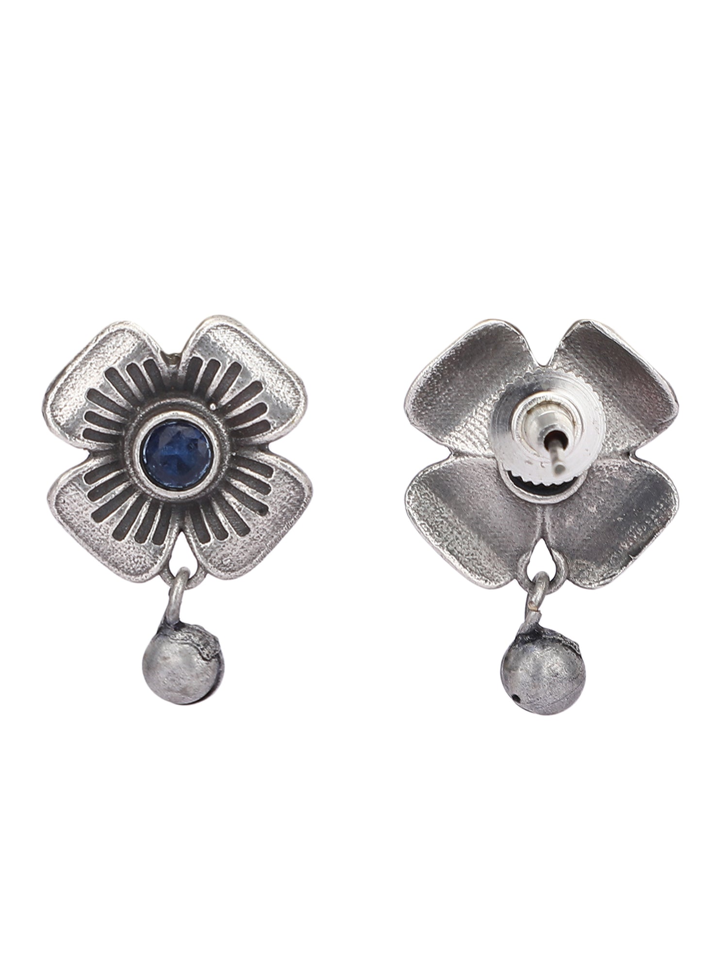 Classic Oxidized Blue Floral Necklace Set for Women and Girls
