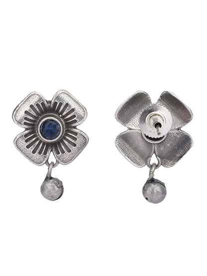 Classic Oxidized Blue Floral Necklace Set for Women and Girls