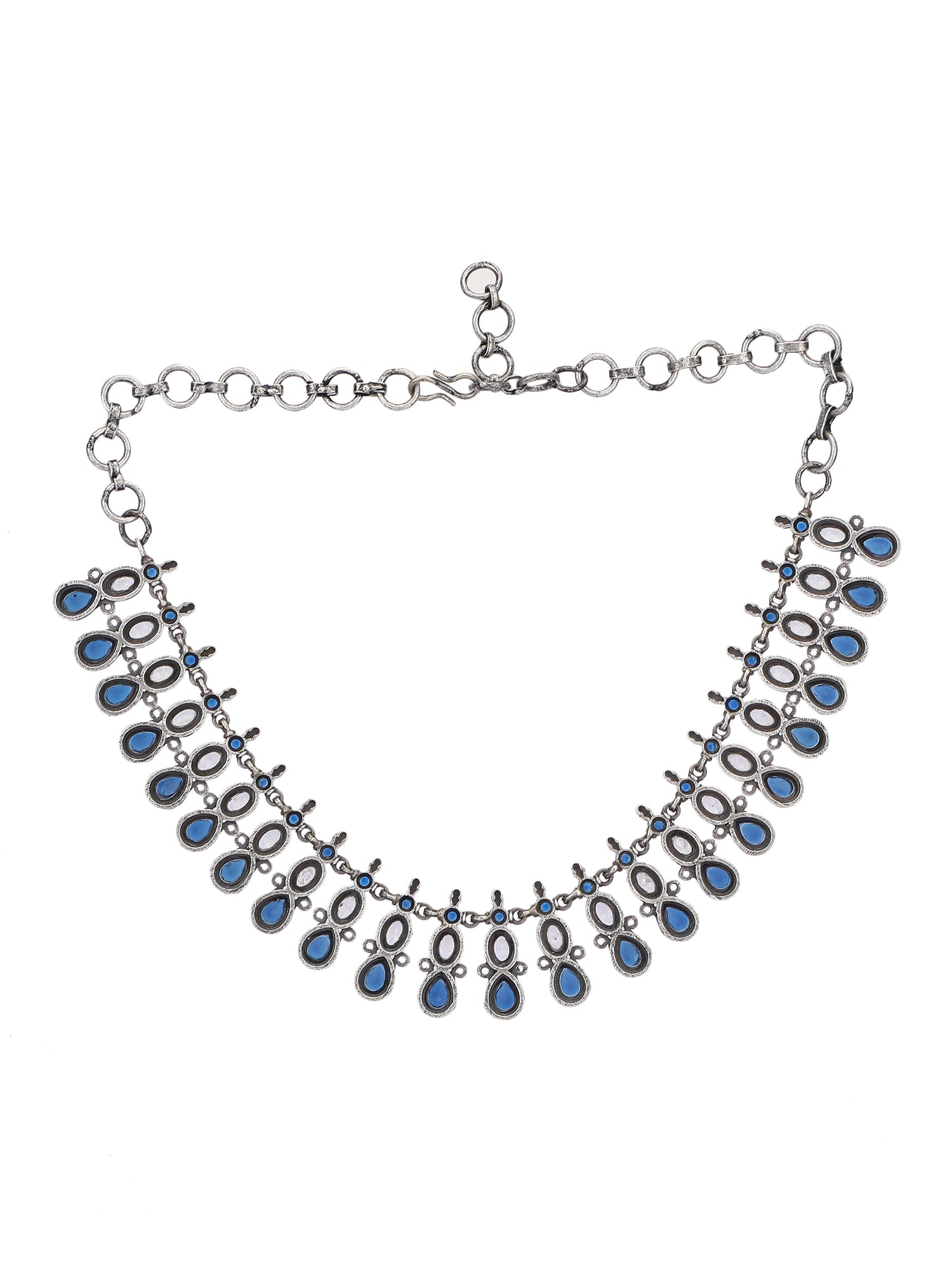 Elegant Oxidized Blue Stone Necklace Set for Women and Girls