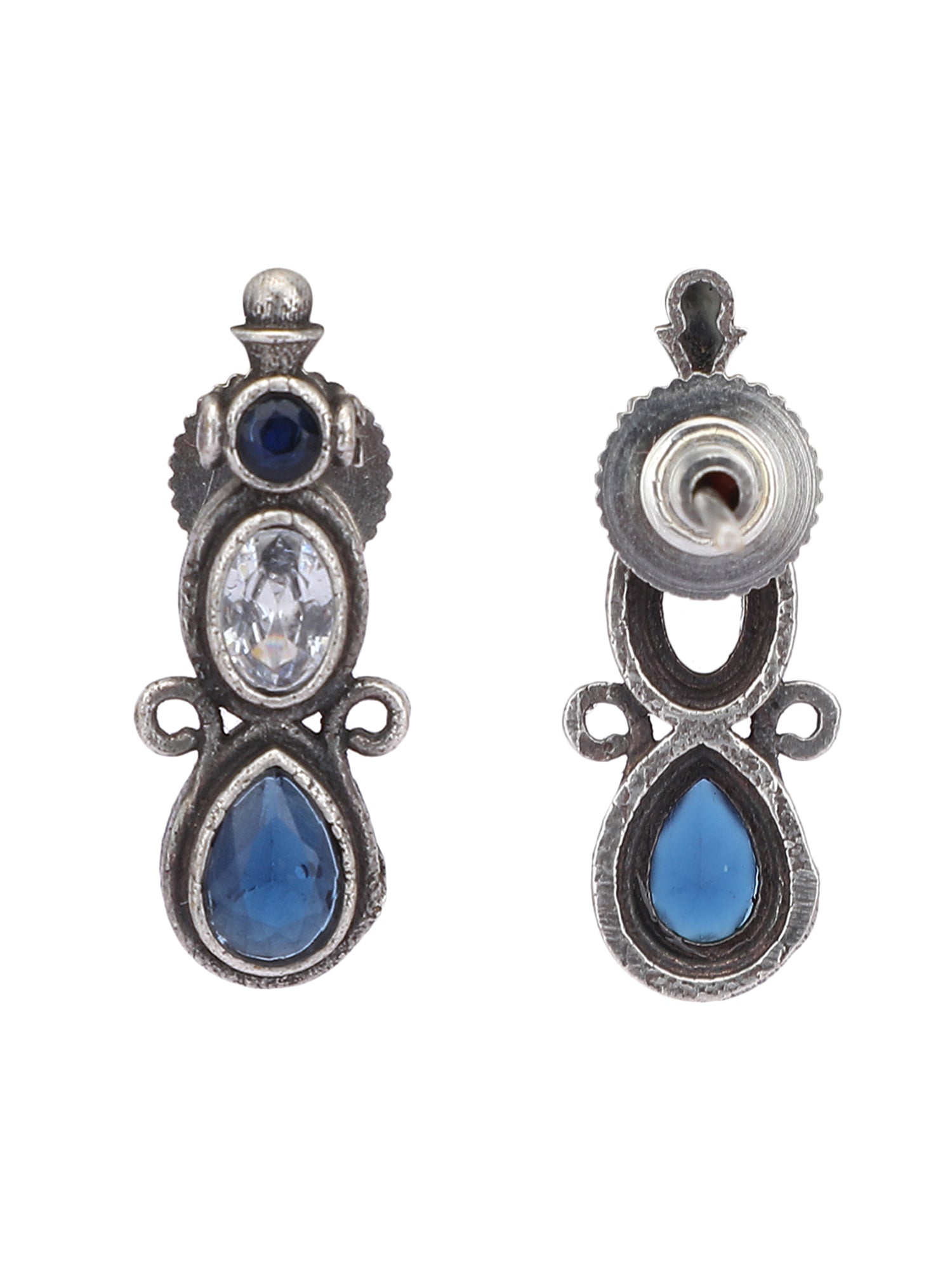 Elegant Oxidized Blue Stone Necklace Set for Women and Girls