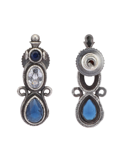 Elegant Oxidized Blue Stone Necklace Set for Women and Girls