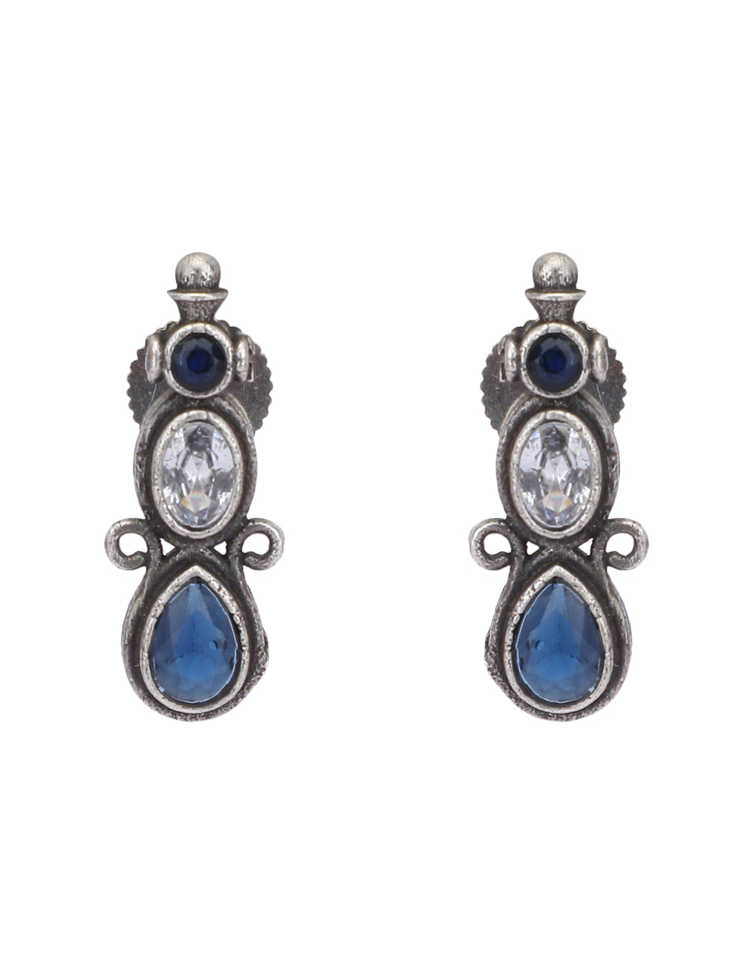 Elegant Oxidized Blue Stone Necklace Set for Women and Girls
