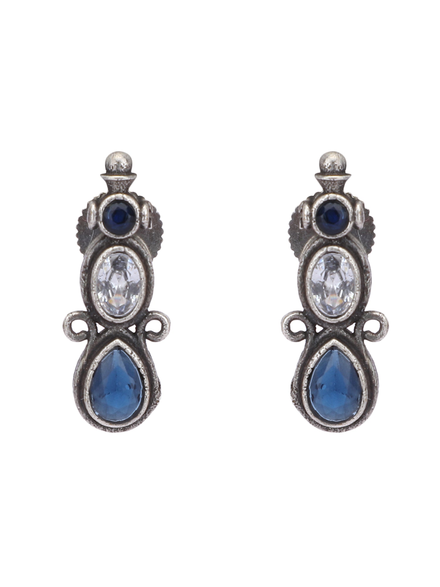 Elegant Oxidized Blue Stone Necklace Set for Women and Girls