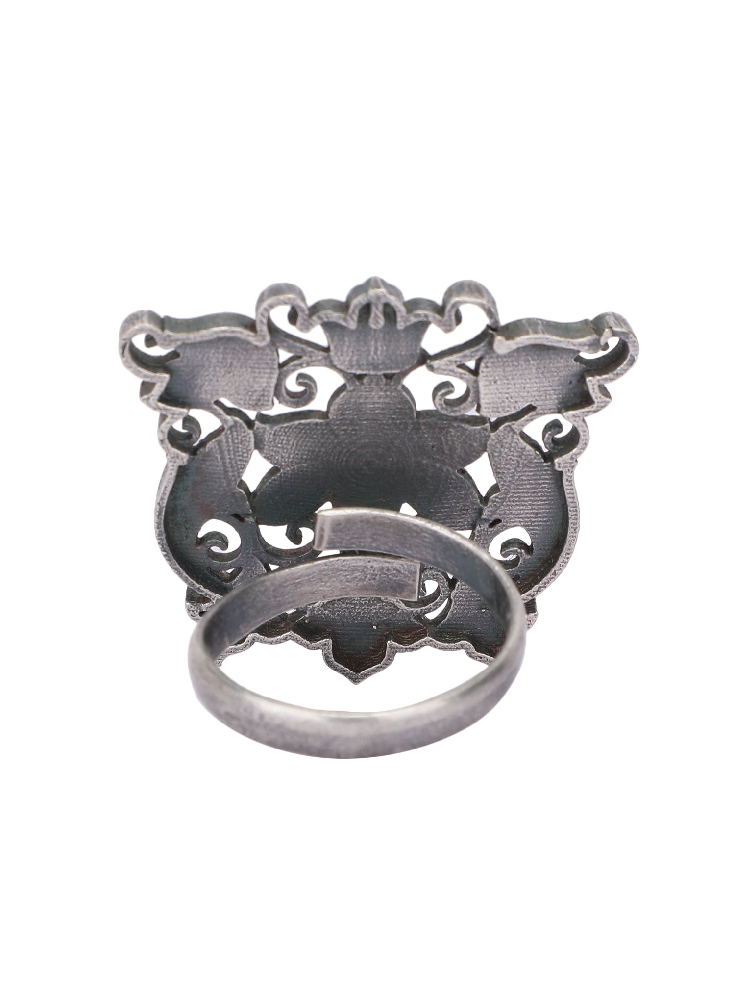 Oxidized Adjustable Blue Finger Ring
