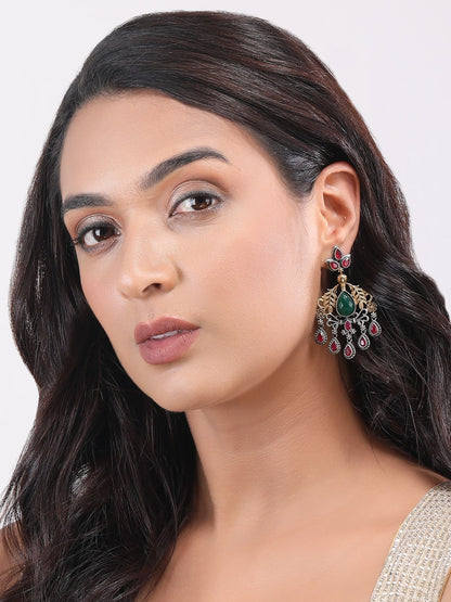 Classic Oxidized Green and Red Earrings for Women and Girls