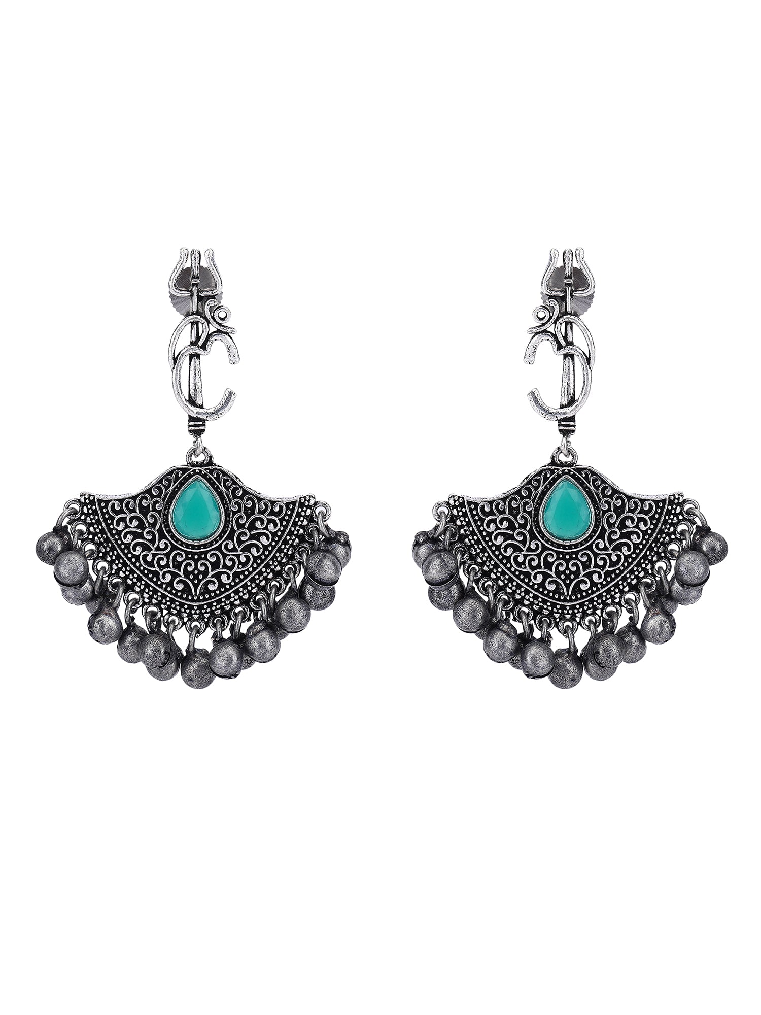 Vintage oxidized silver-plated earrings