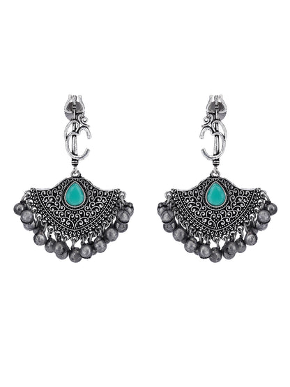 Vintage oxidized silver-plated earrings