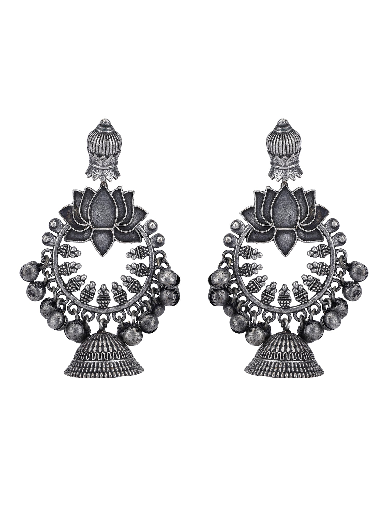 Oxidised Grey Earrings for Women & Girls