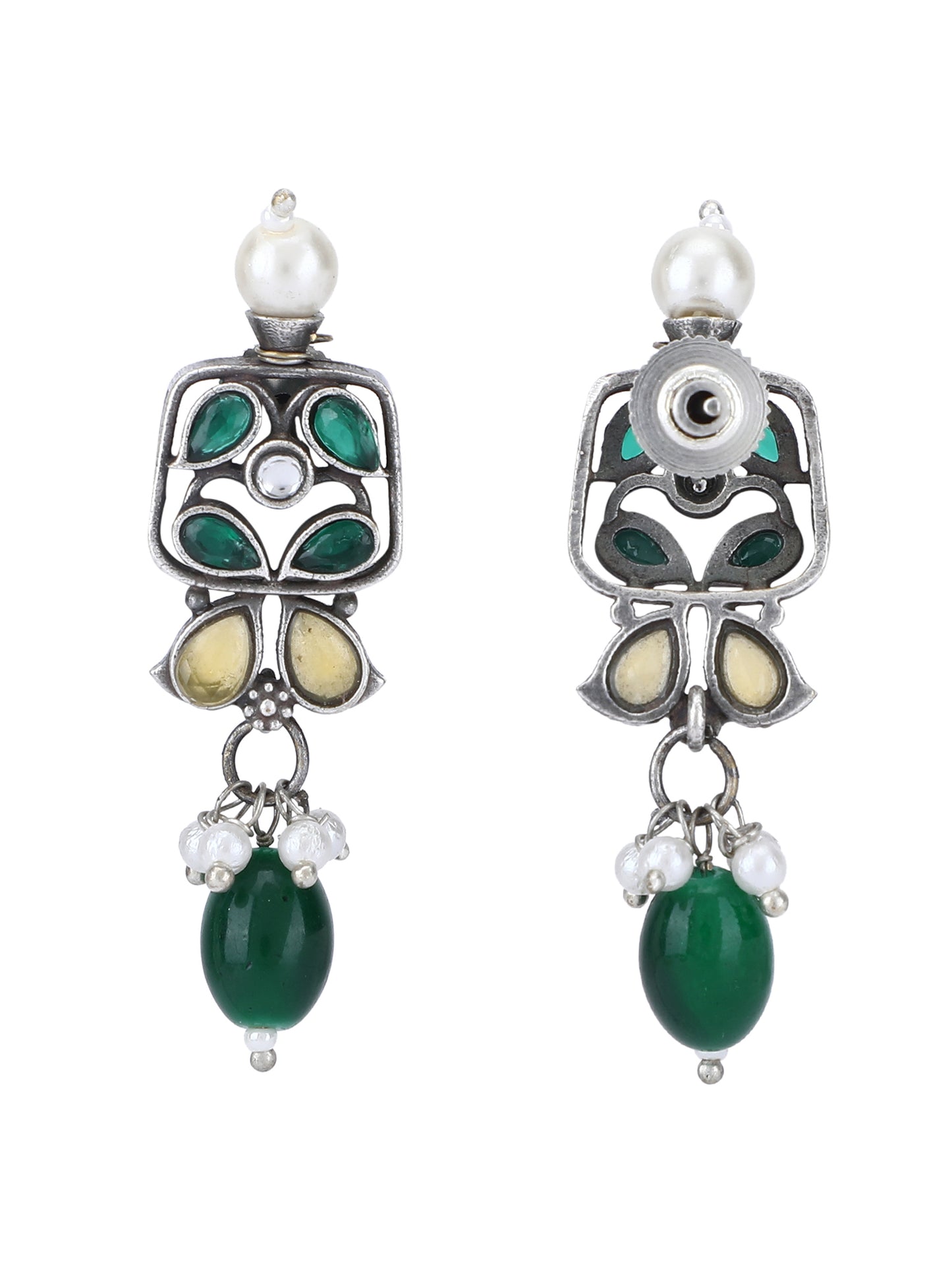 Oxidised Green and Grey Necklace Set for Women and Girls