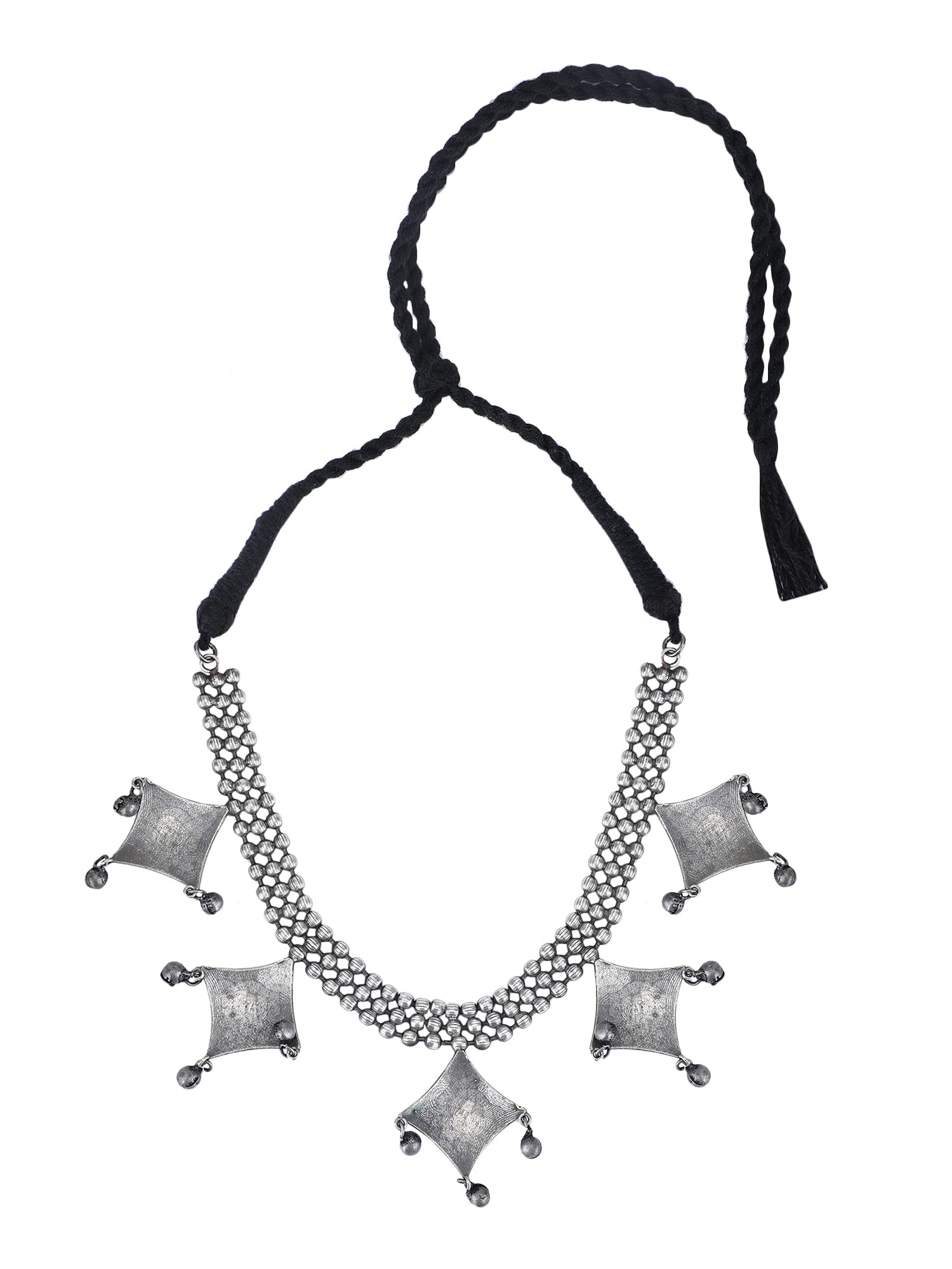Traditional Oxidized Grey Necklace Set with Earrings