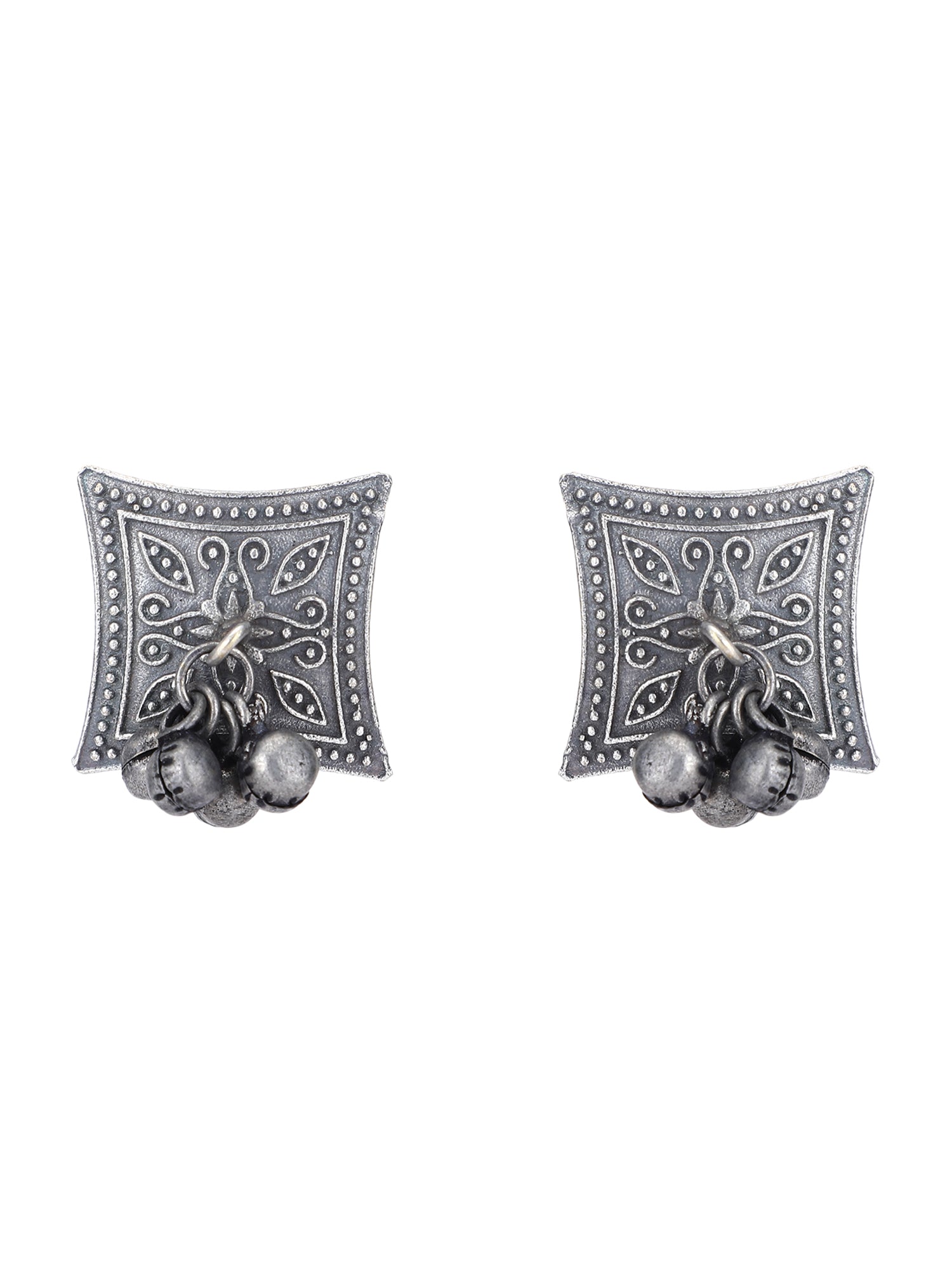 Traditional Oxidized Grey  Earrings