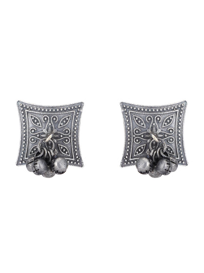 Traditional Oxidized Grey  Earrings
