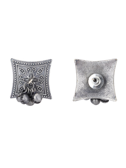 Traditional Oxidized Grey Earrings