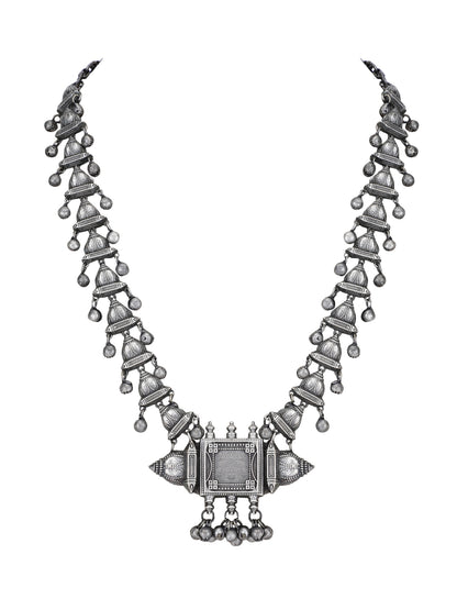  Oxidized Silver Necklace Set with Jhumka Earrings