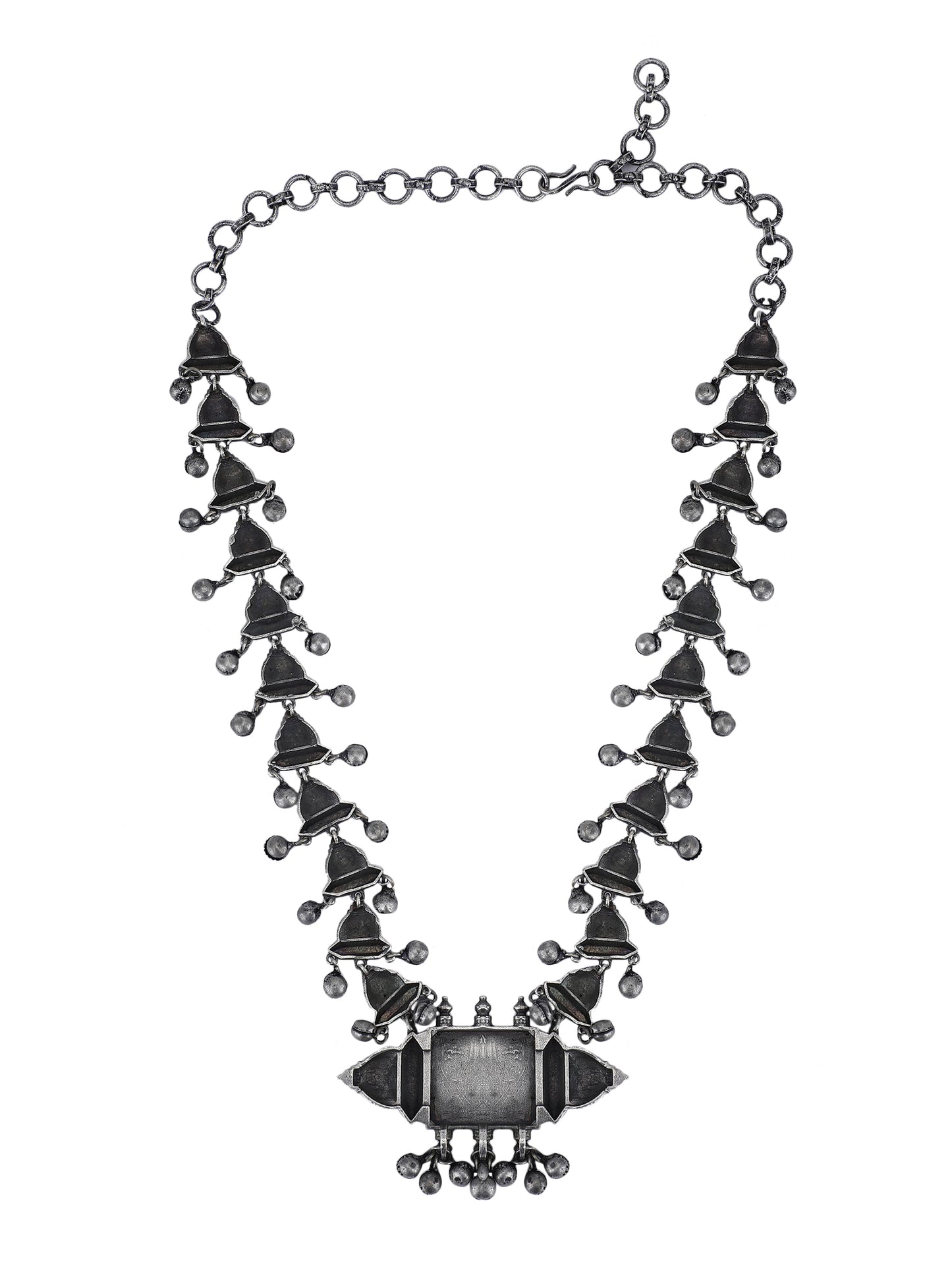  Oxidized Silver Necklace Set with Jhumka Earrings
