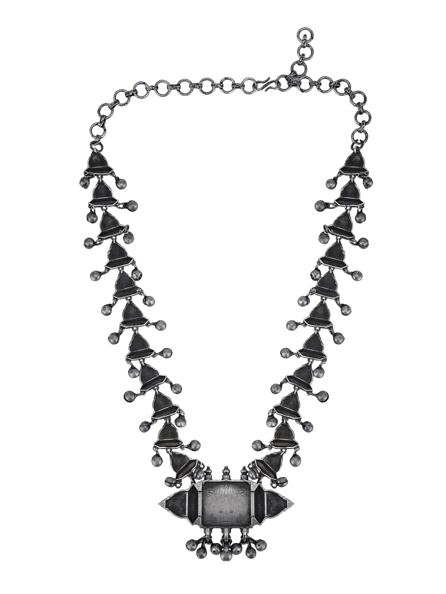  Oxidized Silver Necklace Set with Jhumka Earrings