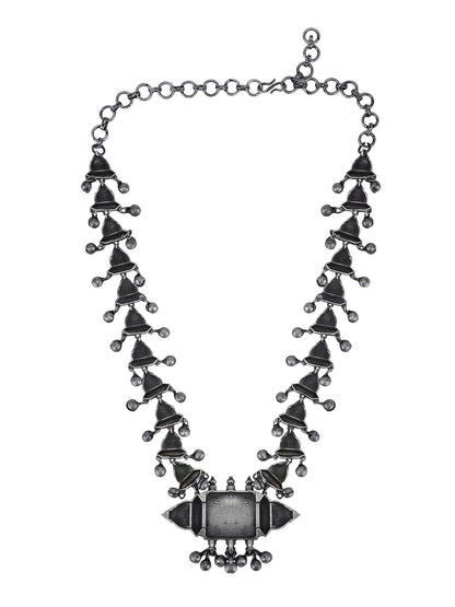  Oxidized Silver Necklace Set with Jhumka Earrings