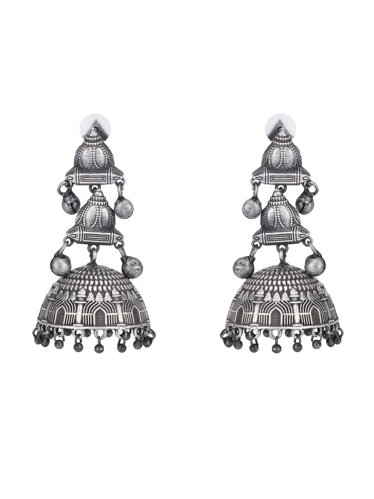  Oxidized Silver Jhumka Earrings