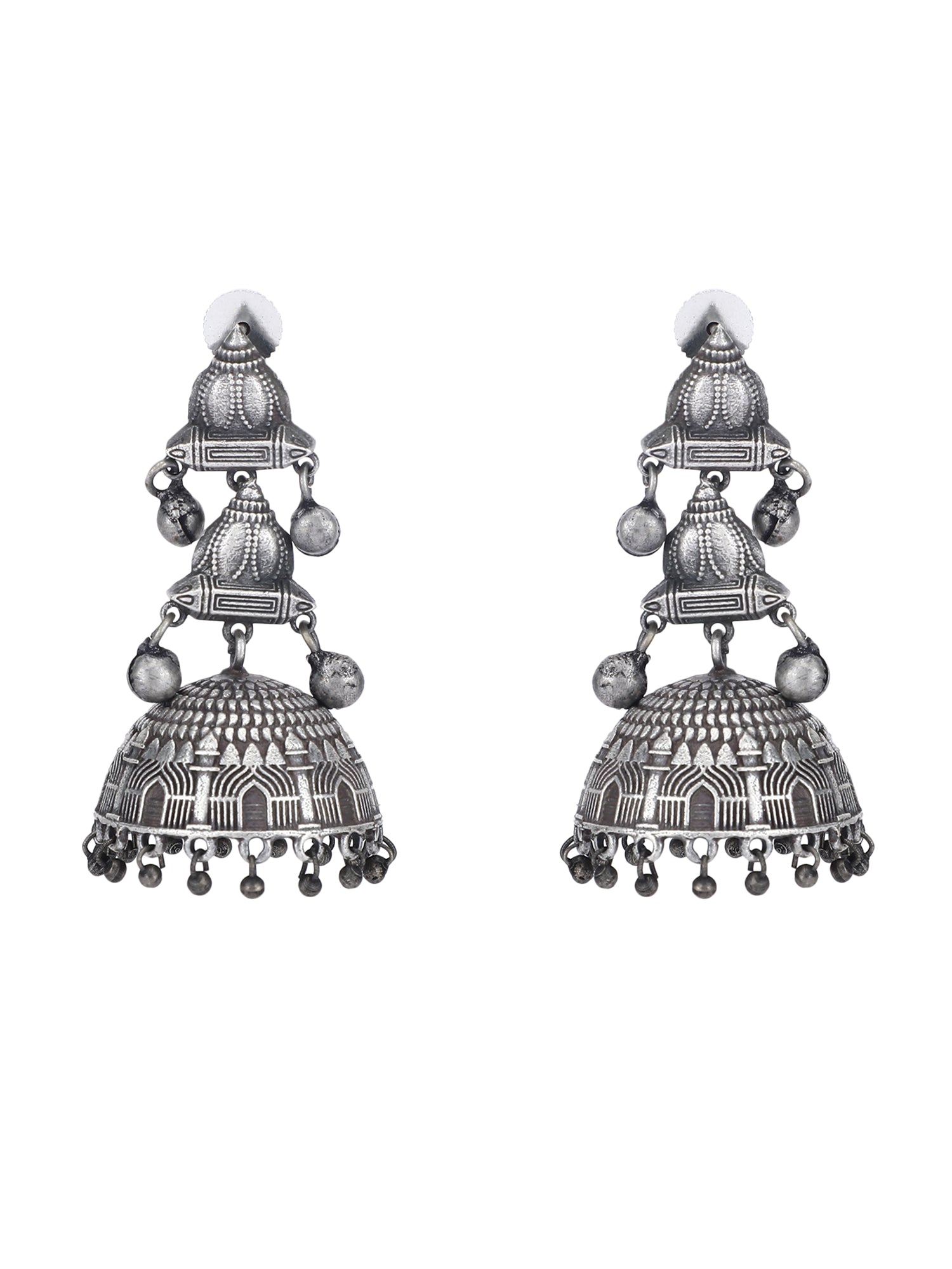  Oxidized Silver Jhumka Earrings