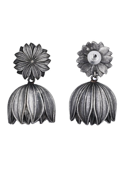 Oxidised Floral Dome Jhumka Earrings