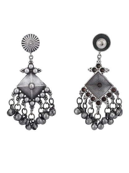 Traditional Oxidized Gray Jhumka Earrings Set