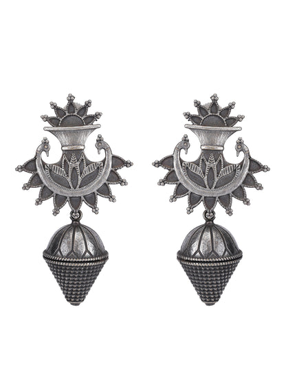 Antique Oxidized Peacock Drop Earrings