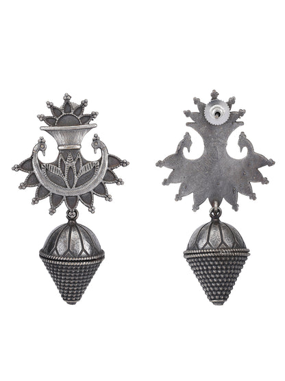 Antique Oxidized Peacock Drop Earrings
