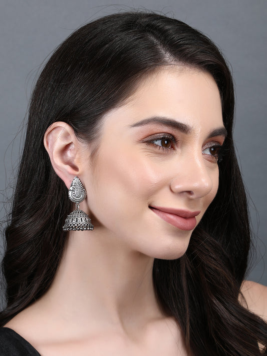 Antique Oxidized Silver Jhumka Earrings