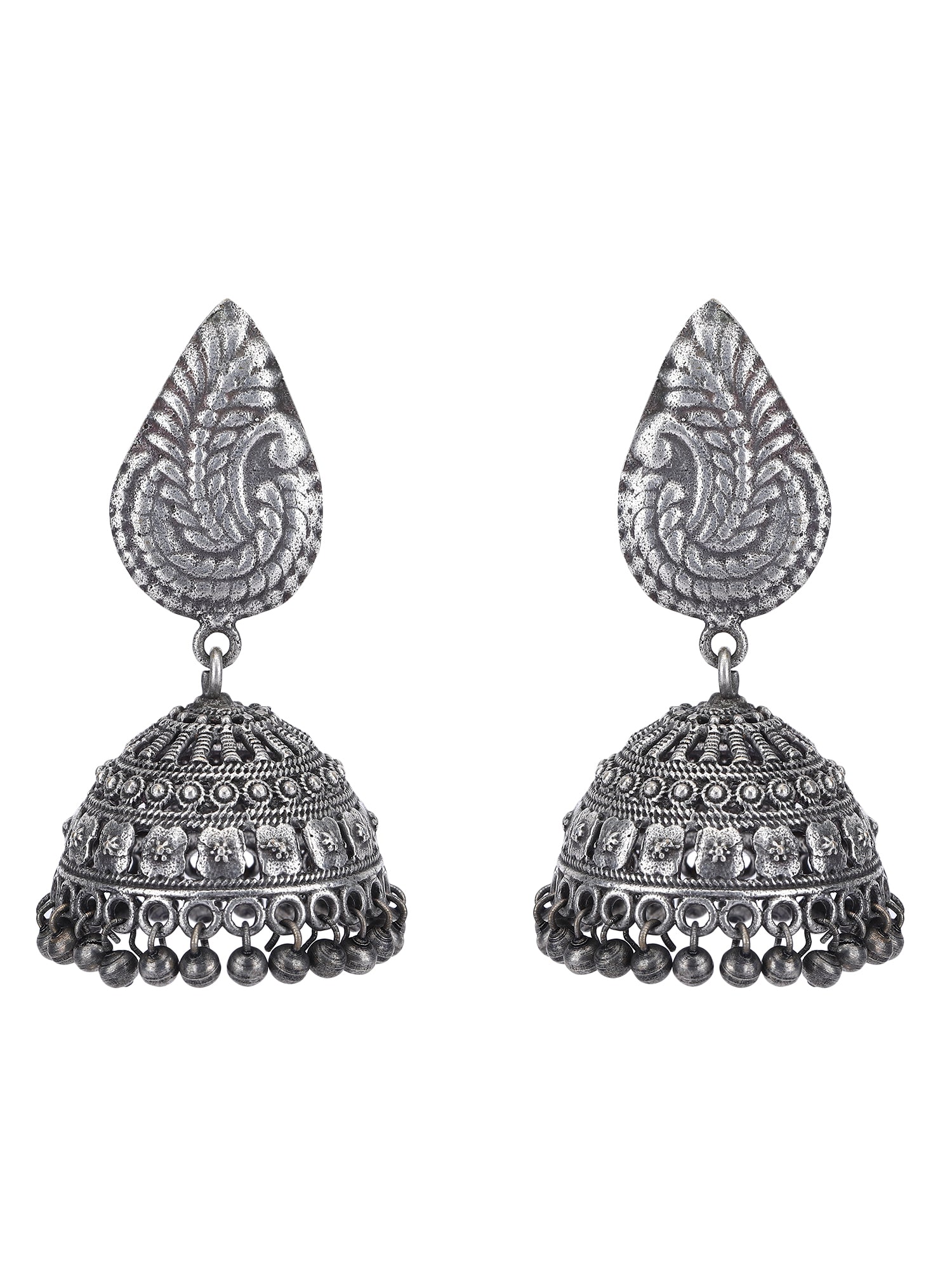 Antique Oxidized Silver Jhumka Earrings