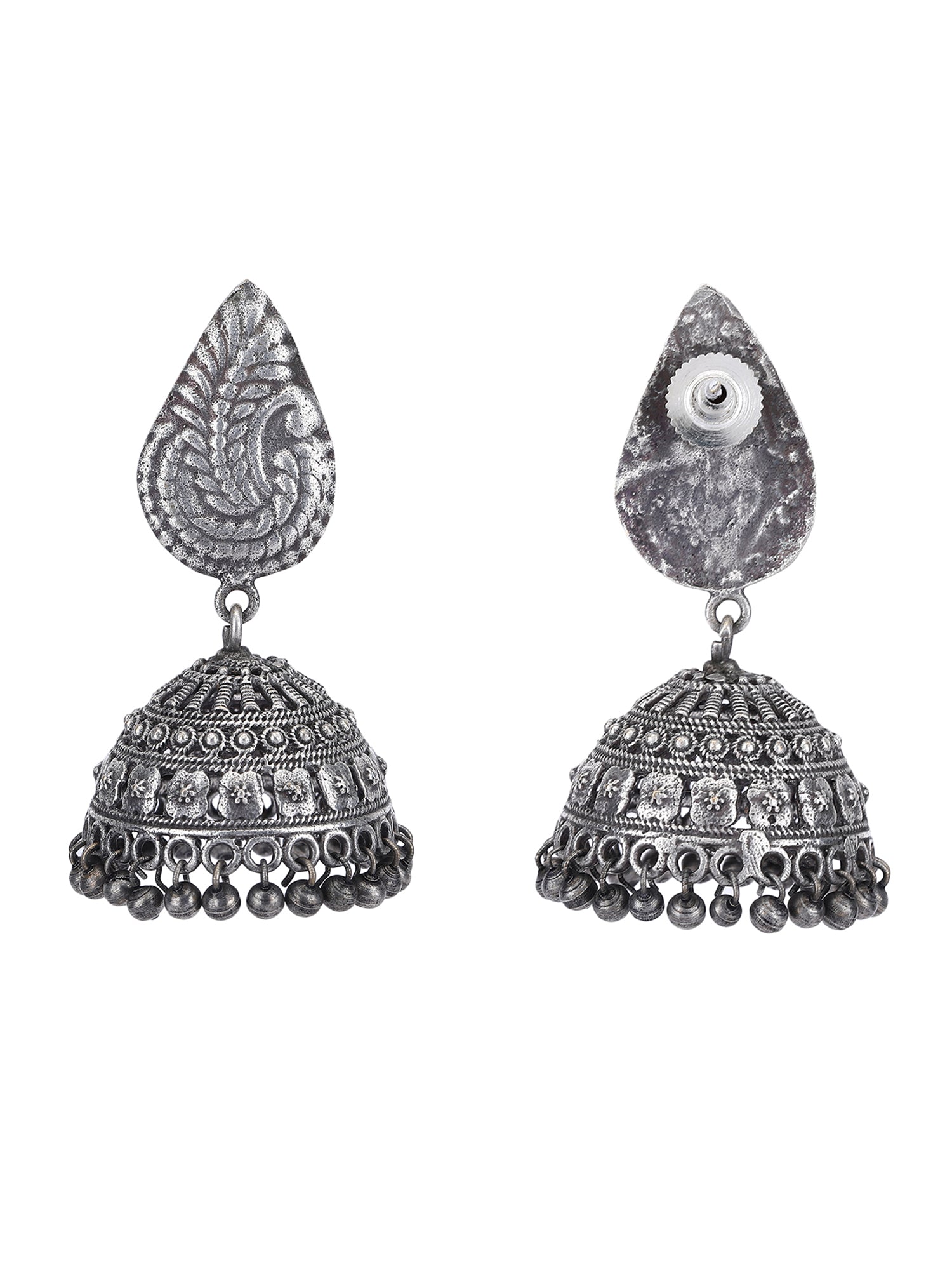 Antique Oxidized Silver Jhumka Earrings