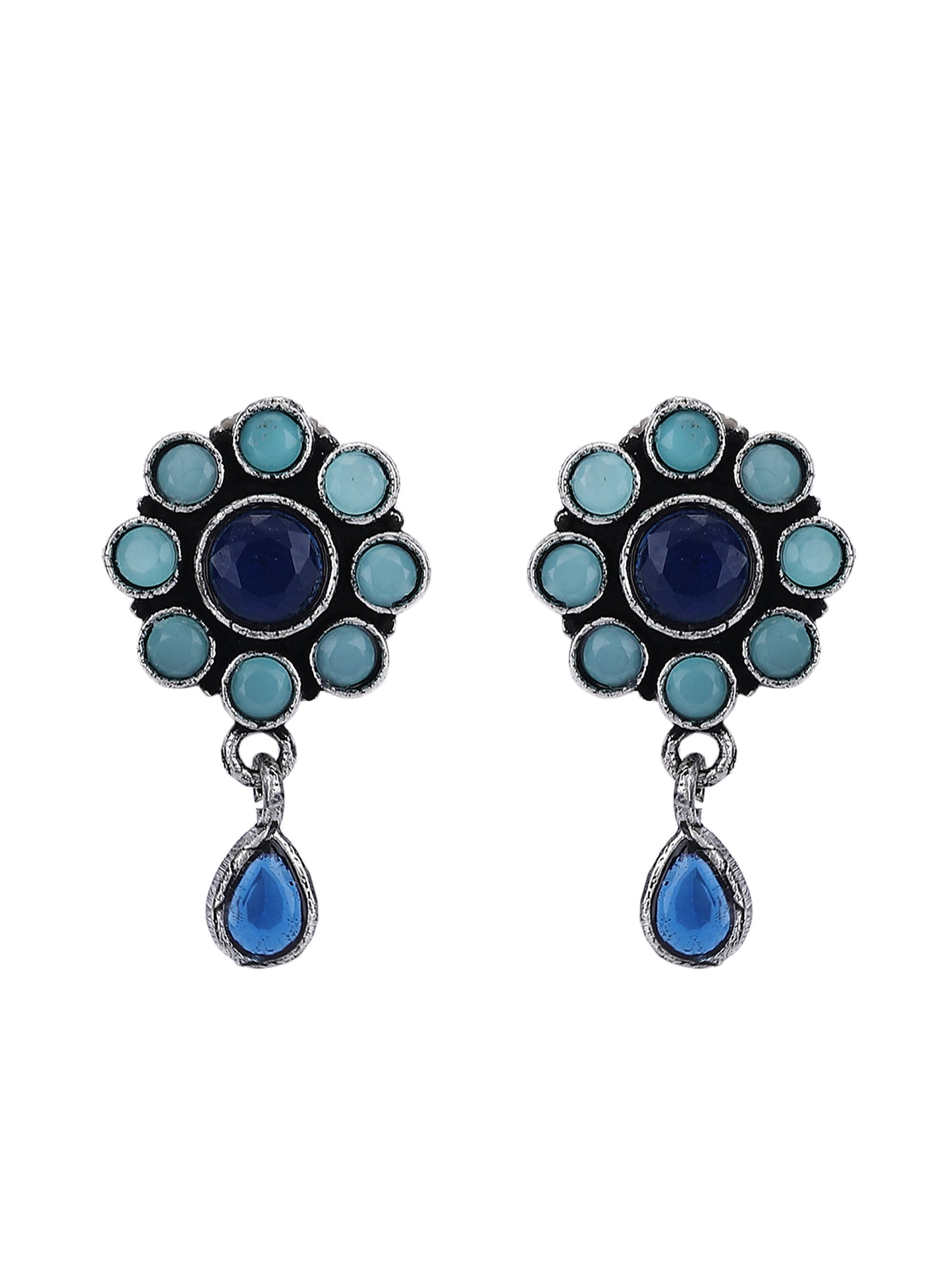 Shop Vintage Floral Blue Stone Stud Earrings