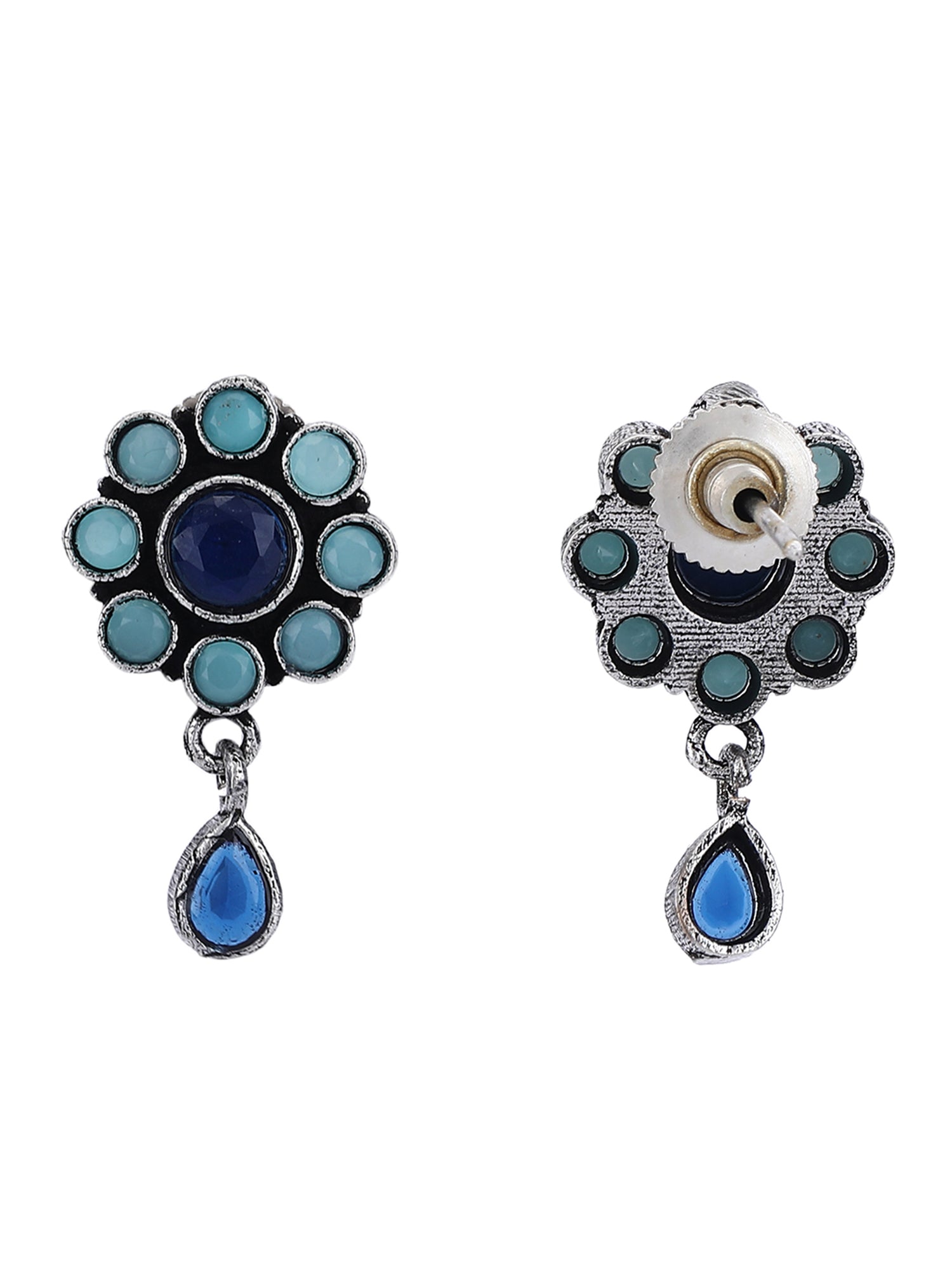 buy online Vintage Floral Blue Stone Stud Earrings