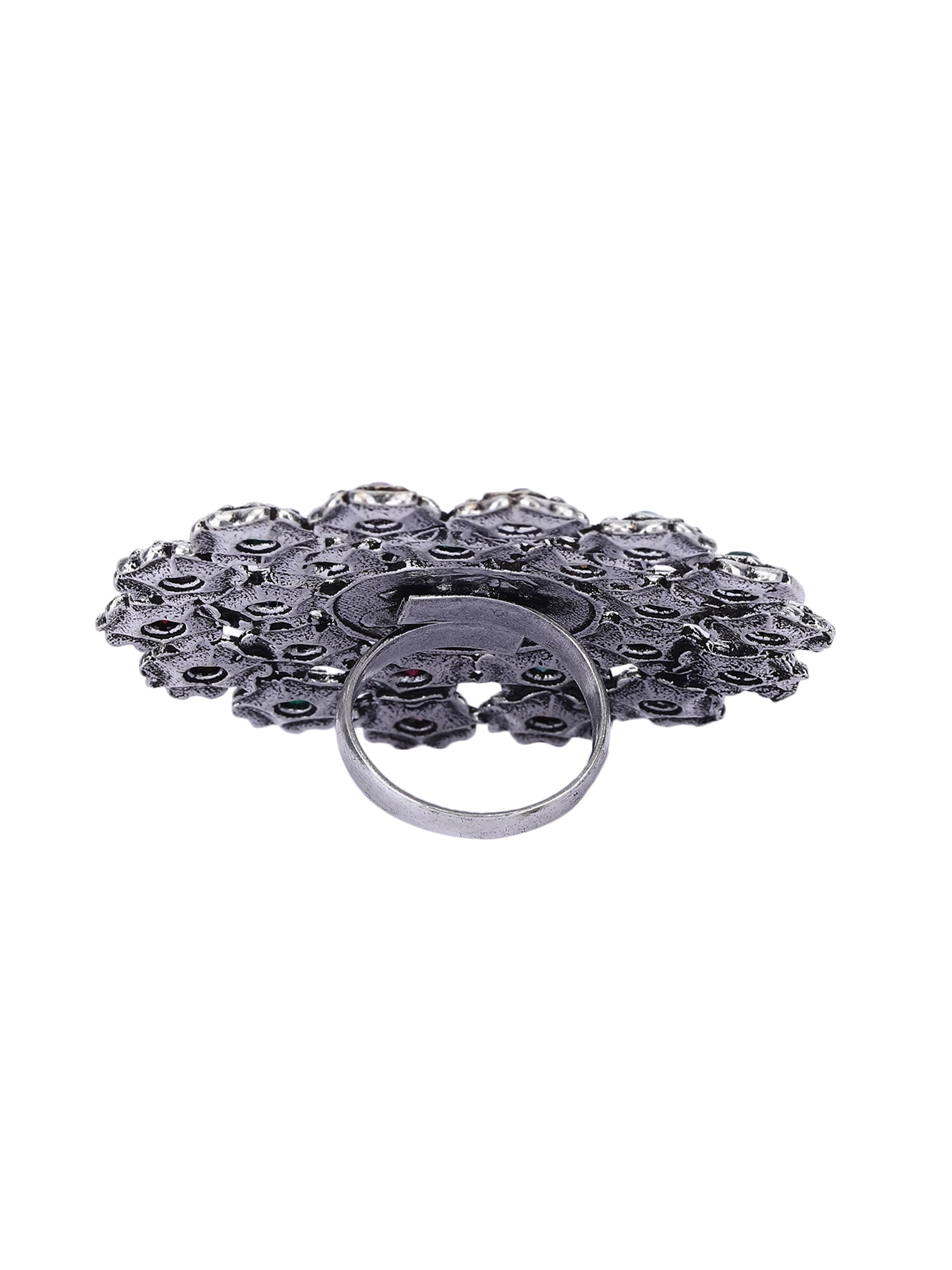 Elegant Oxidized Multicolor Statement Ring for Women