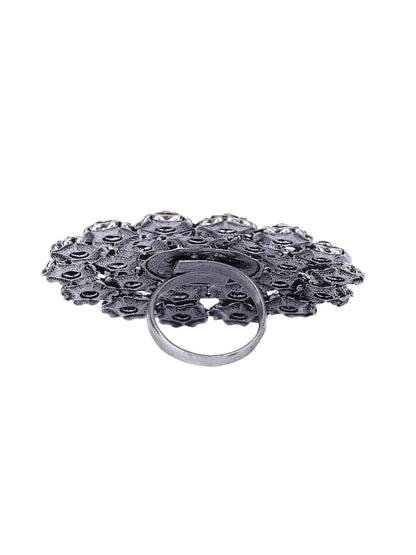 Elegant Oxidized Multicolor Statement Ring for Women