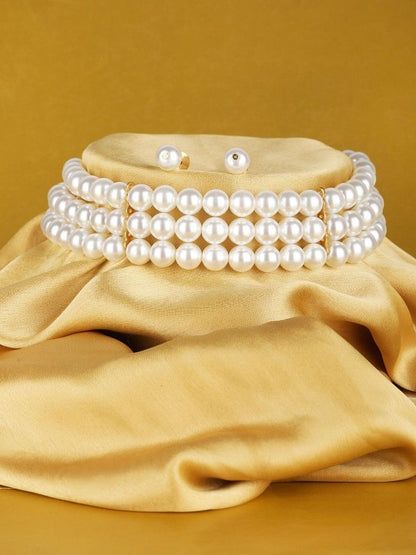 Gold-Plated Antique Pearl Necklace Set