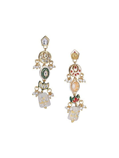 Gold-Plated Pearl Beaded Necklace Set with Earrings