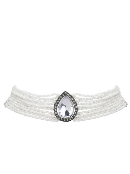 Gold-Plated Kundan & Pearl Choker Necklace Set