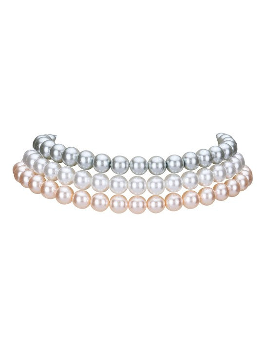 Elegant Gold-Plated Pearl Layered Necklace & Studs Set