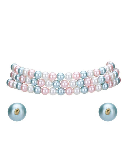 Gold-Plated Multicolor Pearl Layered Jewellery Set