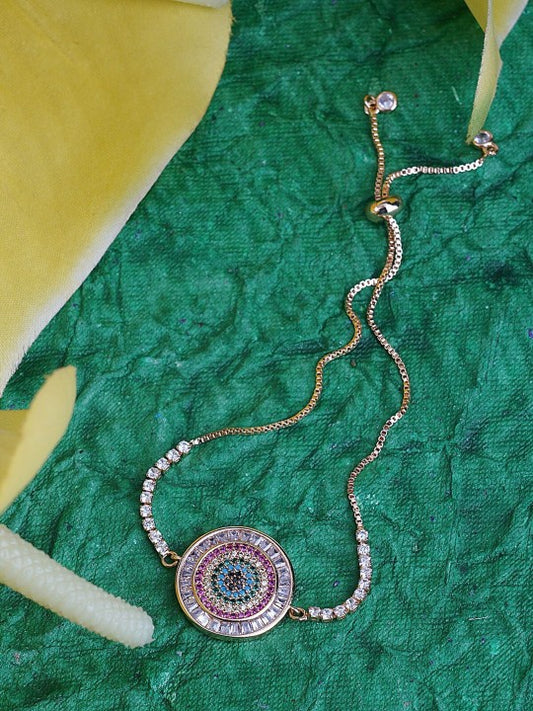 Zircon Blue and Purple Rakhi Bracelet 