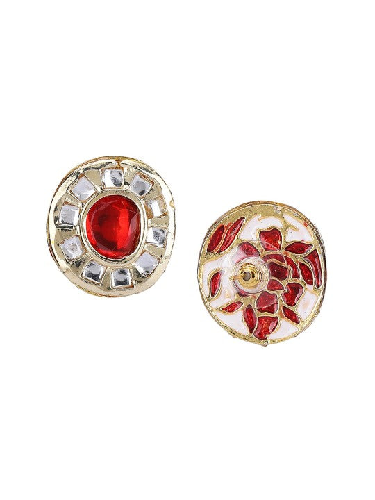 Gold Plated Kundan Multi-Color Stone Necklace Set