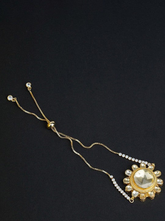 Gold-Plated Kundan Classic Rakhi Bracelet