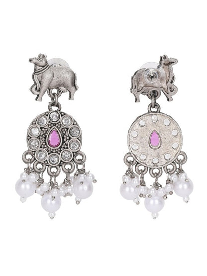 Silver-Plated Necklace Set with Earrings – Traditional Ethnic Jewelry
